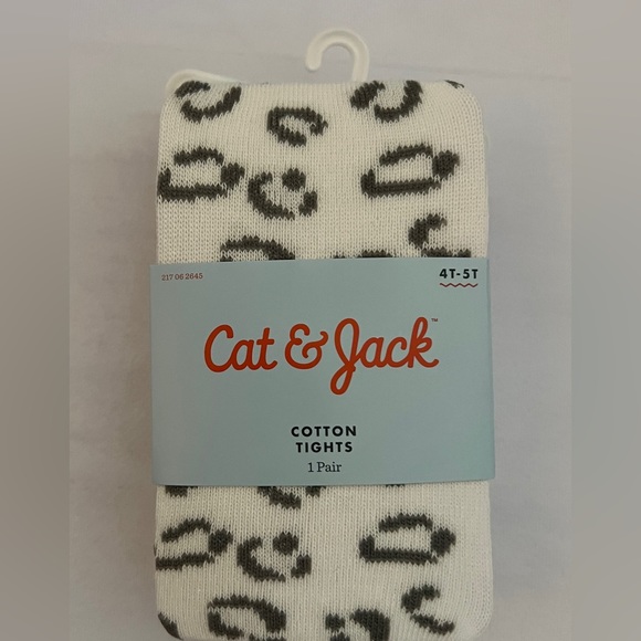 Cat & Jack Grey White Girls Winter Fall Tights 4t-5t Nwt Gift Present Footed NEW - Picture 1 of 3